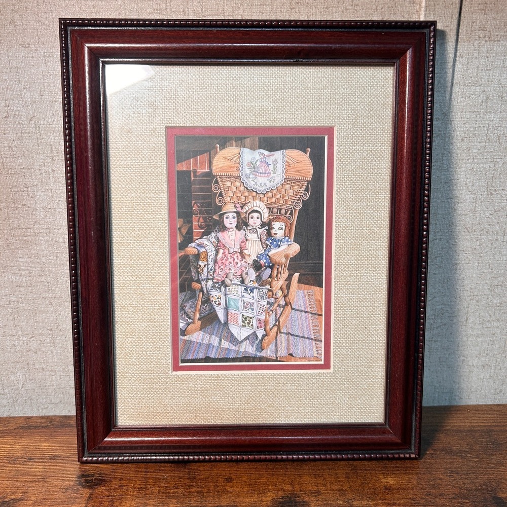 NC Artist Dempsey Essick Framed Print "Special Ladies" Country Cottage Dolls